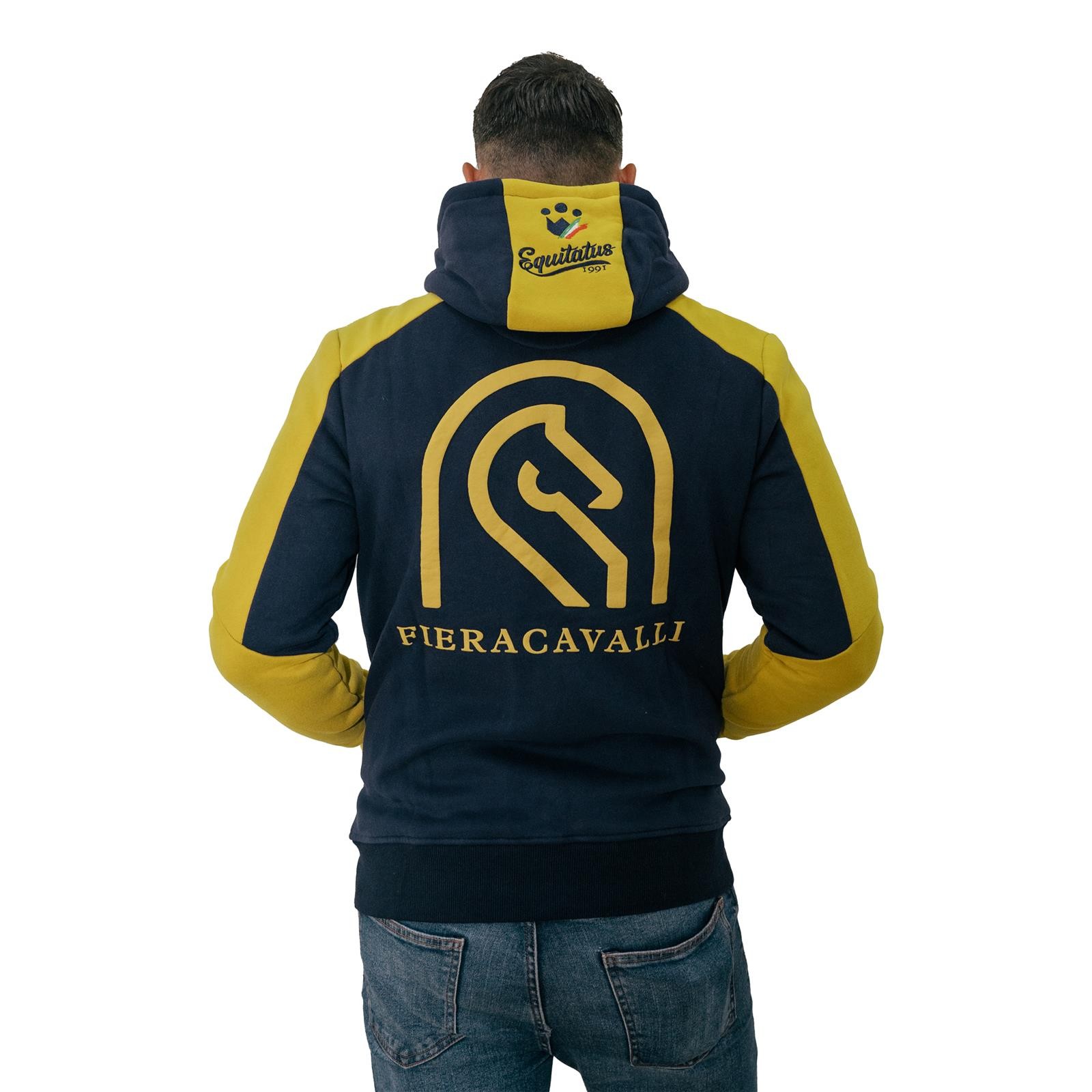 Foto 1 Felpa Equitazione Unisex Fieracavalli Navy e Gialla