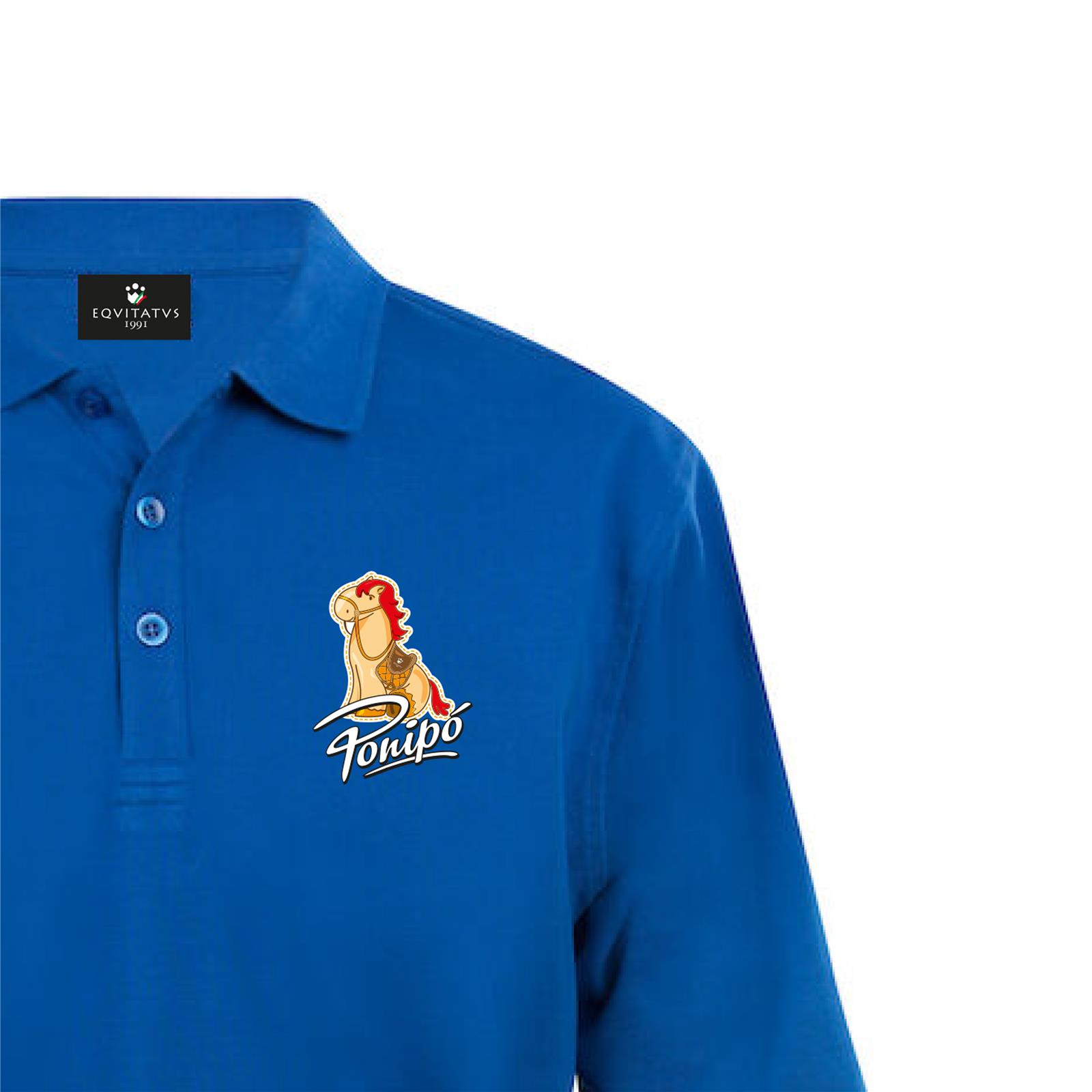 Foto 2 Polo Equitazione Bambino a Manica Lunga Ponipò Blu Royal