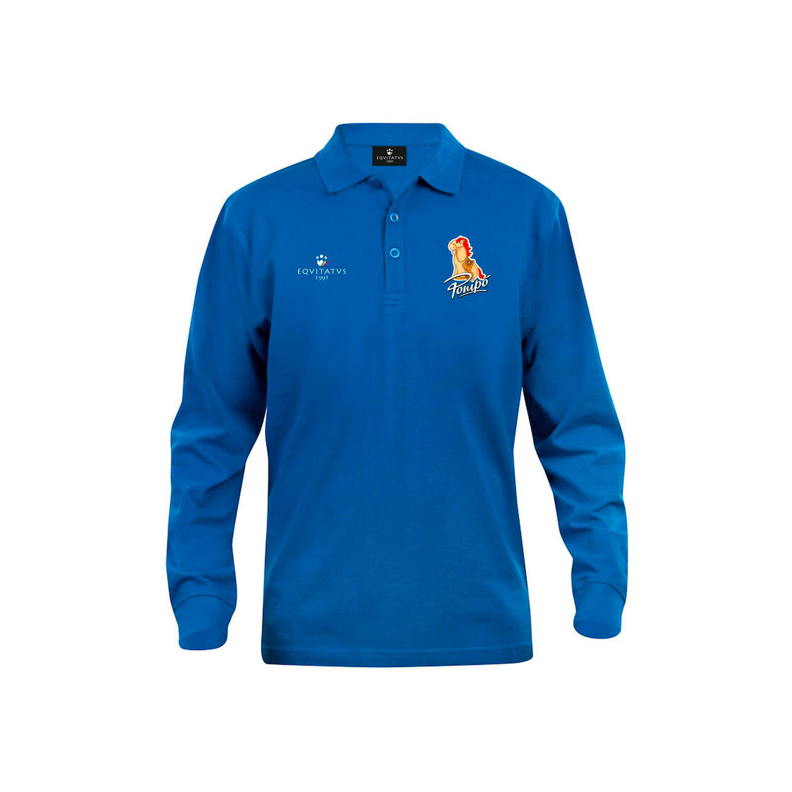 Foto principale Polo Equitazione Bambino a Manica Lunga Ponipò Blu Royal