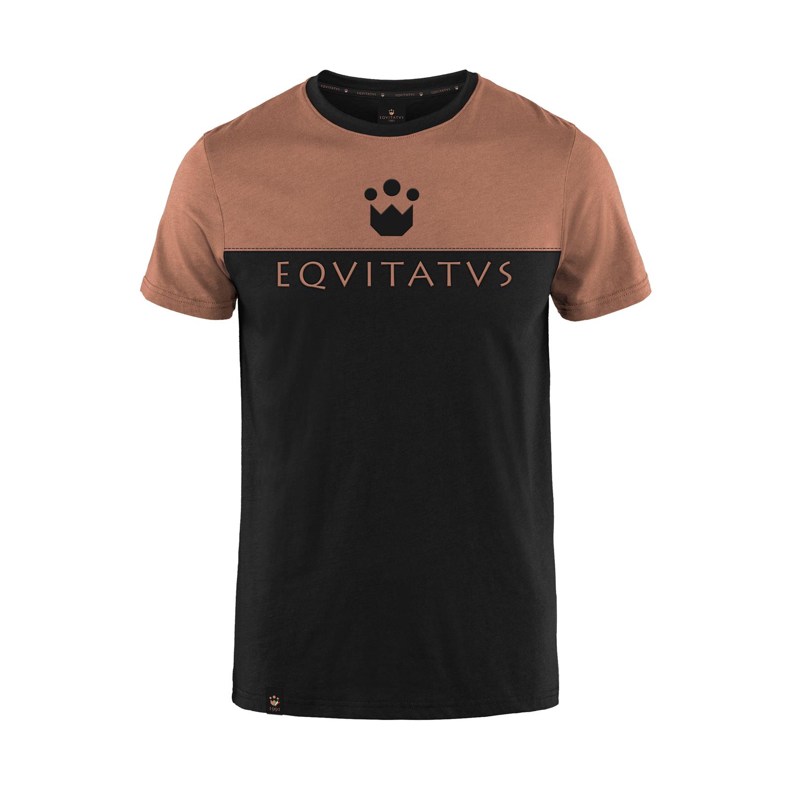 Foto principale T-Shirt Equitazione Unisex Special 5 Nera e Marrone Camel