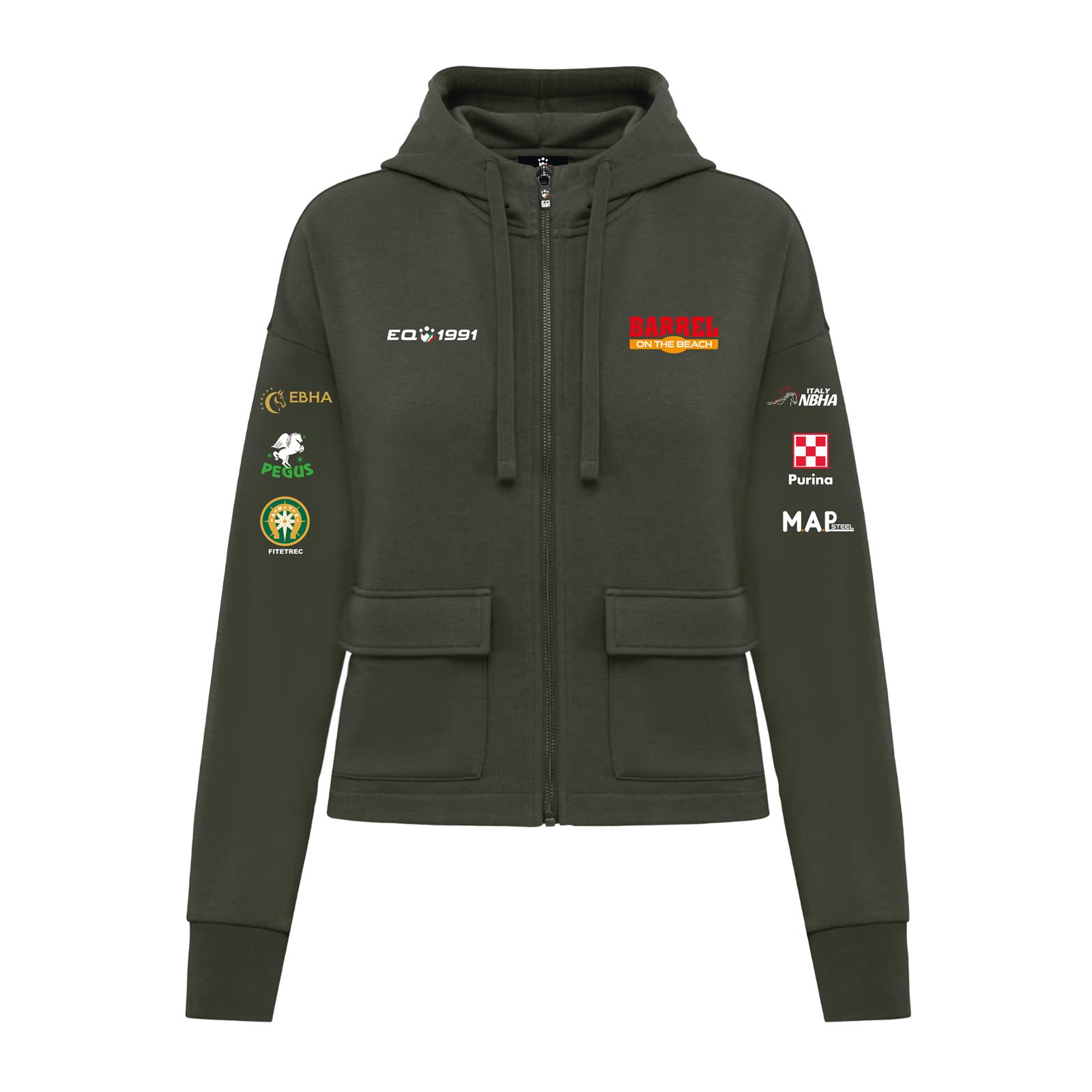 Foto principale Felpa Equitazione Donna Trixy Barrel On The Beach Verde Militare