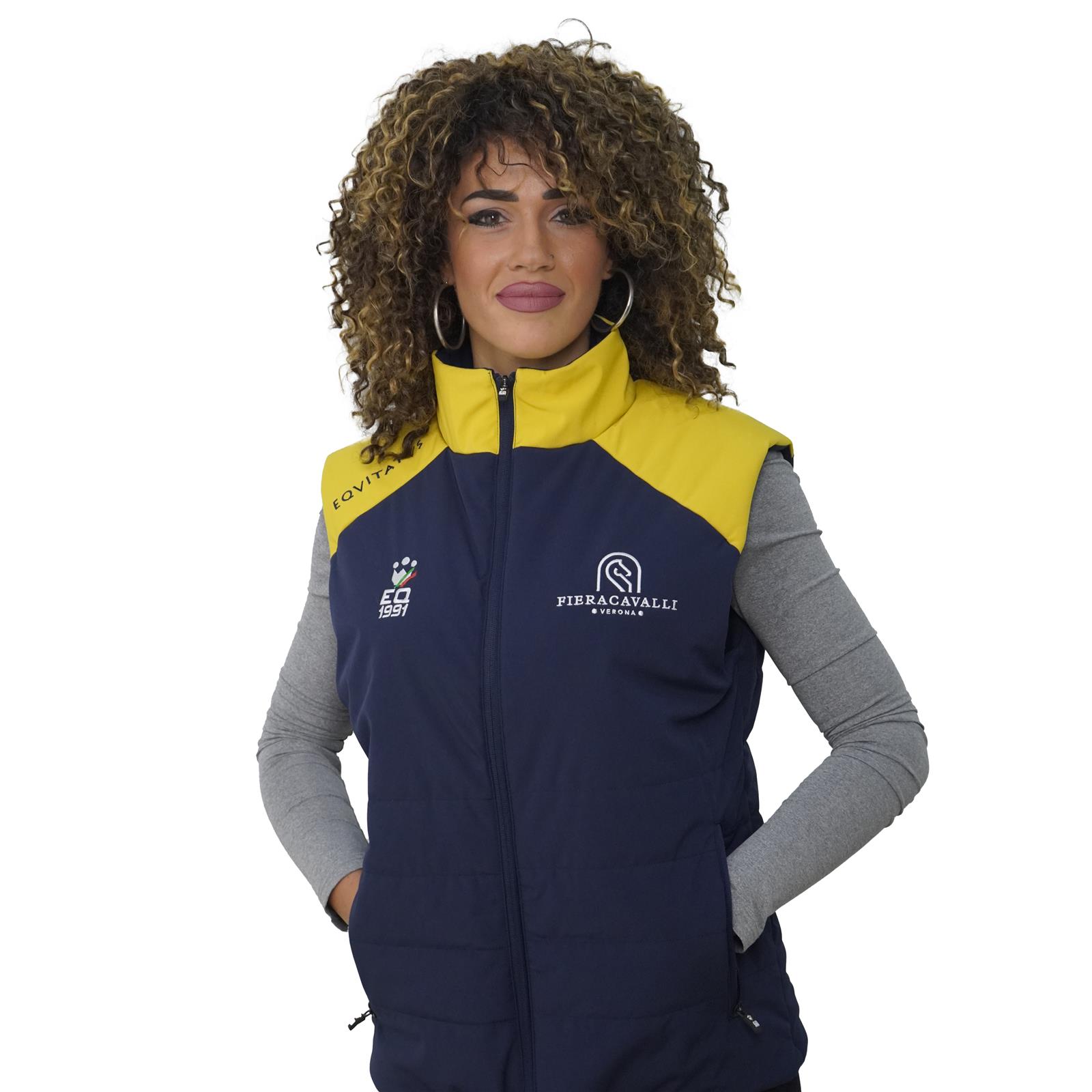 Foto principale Giubbotto Equitazione Smanicato Unisex Fieracavalli Navy e Giallo