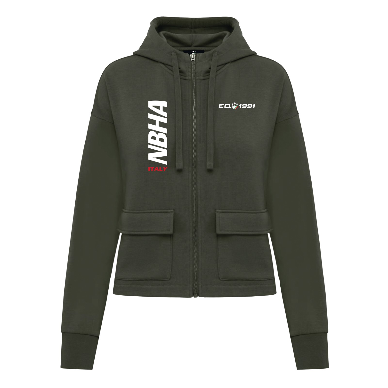 Foto principale Felpa Equitazione Donna con Zip Nbha Verde Militare
