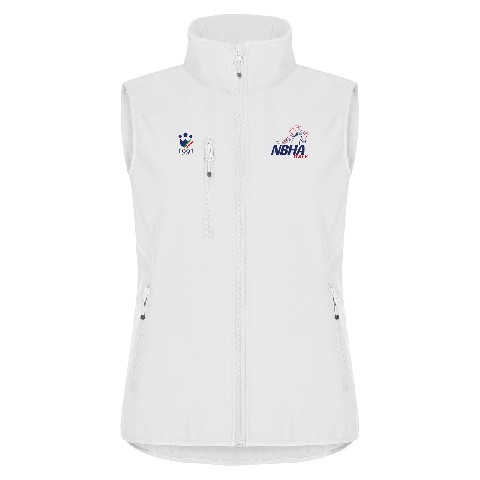Foto principale Giubbotto Equitazione Smanicato Donna Softshell Izy Nbha Bianco